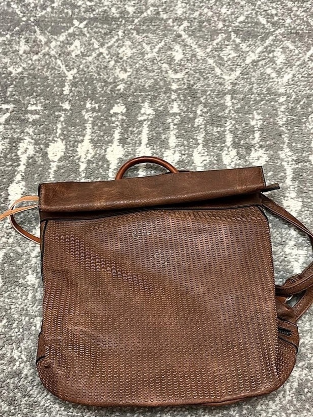 Leather Shoulder Bag Backpack in Brown